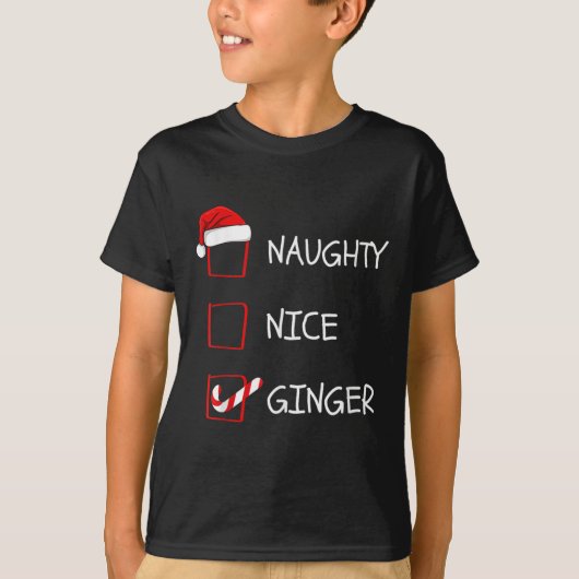 Naughty Nice Ginger kerstfamilie T-shirt (Voorkant)