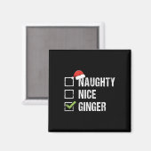 Naughty Nice Ginger Redhead Santa Hat Ierse Christ Magneet (Voorkant / Achterkant)