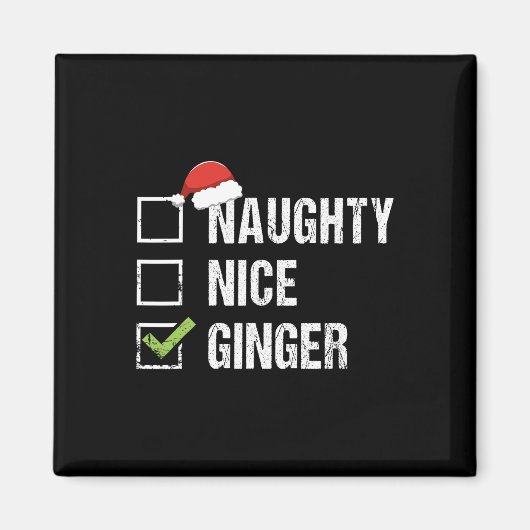 Naughty Nice Ginger Redhead Santa Hat Ierse Christ Magneet (Voorkant)