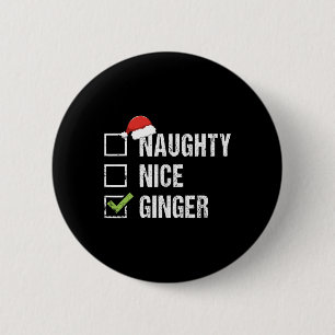 Naughty Nice Ginger Redhead Santa Hat Ierse Christ Ronde Button 5,7 Cm