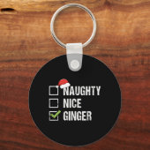 Naughty Nice Ginger Redhead Santa Hat Ierse Christ Sleutelhanger (Voorkant)