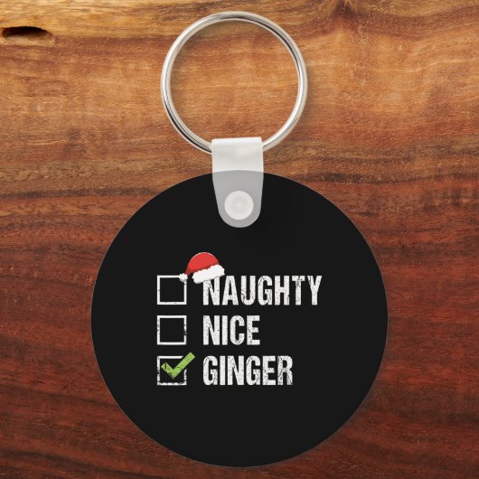 Naughty Nice Ginger Redhead Santa Hat Ierse Christ Sleutelhanger (Voorkant)