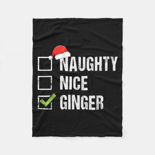 Naughty Nice Ginger Redhead Santa Hat Irish Christ Fleece Deken (Voorkant)
