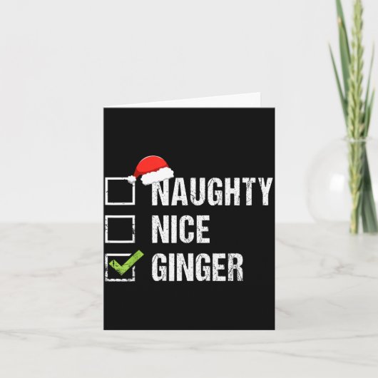 Naughty Nice Ginger Redhead Santa Hat Irish Christ Kaart (Voorkant)