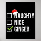 Naughty Nice Ginger Redhead Santa Hat Irish Christ Poster (Voorkant)