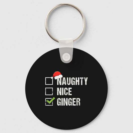 Naughty Nice Ginger Redhead Santa Hat Irish Christ Sleutelhanger (Voorkant)