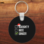 Naughty Nice Ginger Redhead Santa Hat Irish Christ Sleutelhanger (Voorkant)