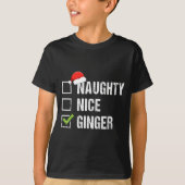 Naughty Nice Ginger Redhead Santa Hat Irish Christ T-shirt (Voorkant)