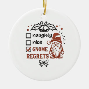Naughty Nice Gnome betreurt Gnomies Funny XMas Keramisch Ornament