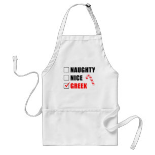 Naughty Nice Greek Kerstdesign Adult Apron Standaard Schort
