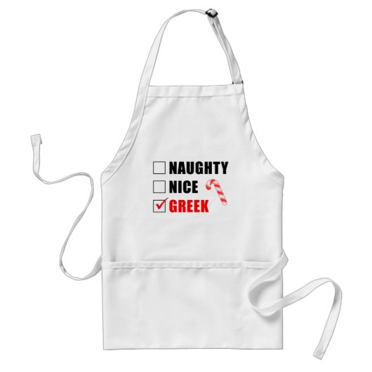 Naughty Nice Greek Kerstdesign Adult Apron Standaard Schort (Voorkant)