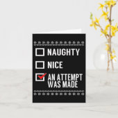 Naughty Nice heeft een poging ondernomen - kerstch Kaart (Gele Bloem)