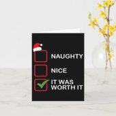 Naughty Nice Het was het waard het grappige kerstl Kaart (Gele Bloem)