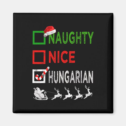 Naughty Nice Hongaarse kerstpyjama Funny San Magneet (Voorkant)
