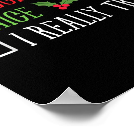 Naughty Nice I Really Tried Funny Christmas List  Poster (Hoek)