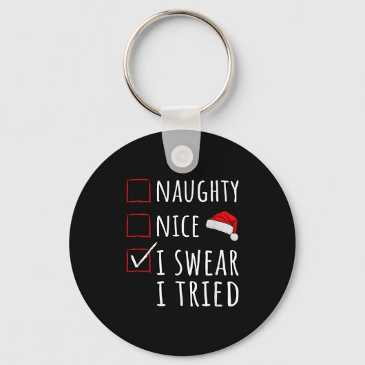 Naughty Nice I Swear I Tried Christmas List Kids W Sleutelhanger (Voorkant)