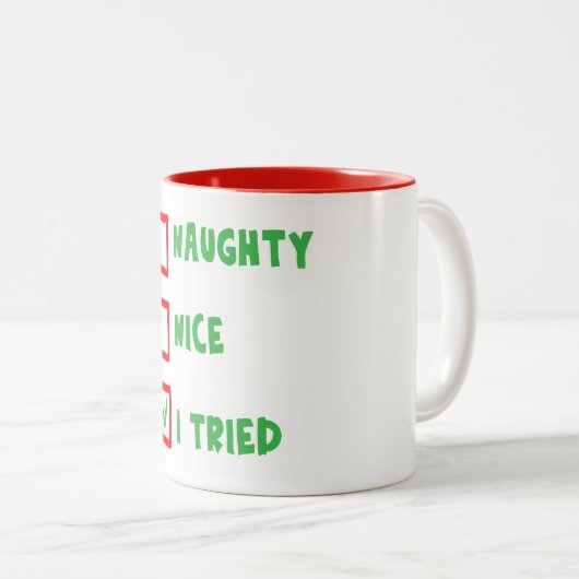 Naughty Nice I Tried Kerstmis Mok (Voorkant rechts)