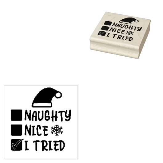 Naughty Nice I Tried List Rubberstempel (Gestempeld)