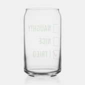 Naughty, Nice, ik heb geprobeerd - Grappig kerstci Blikvorm Glas (Achterkant)
