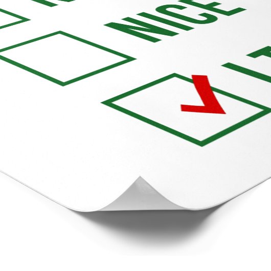 Naughty, Nice, ik heb geprobeerd - Grappig kerstci Poster (Hoek)