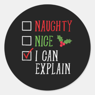 Naughty Nice, ik kan een grappige kerstlijst uitle Ronde Sticker