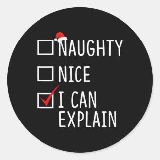 Naughty Nice, ik kan grappige kerstman uitleggen Ronde Sticker