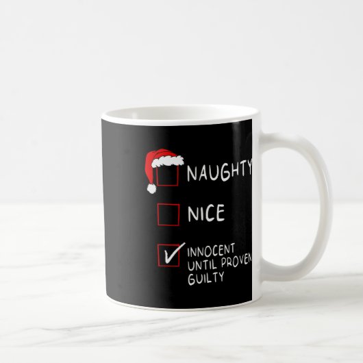 Naughty Nice Innocent tot Guilty Xmas Mannen Vrouw Koffiemok (Rechts)