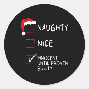 Naughty Nice Innocent tot Guilty Xmas Mannen Vrouw Ronde Sticker
