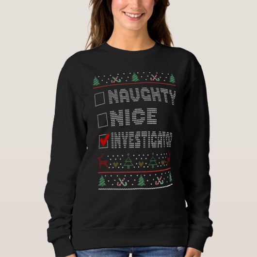 Naughty Nice Investigator Matching Kerstgroep Trui (Voorkant)