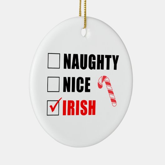 Naughty Nice Irish Candy Cane Ceramic Ornament (Rechts)