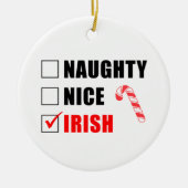 Naughty Nice Irish Candy Cane Ceramic Ornament (Voorkant)