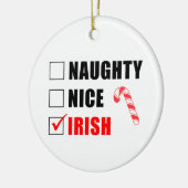 Naughty Nice Irish Candy Cane Ceramic Ornament (Links)