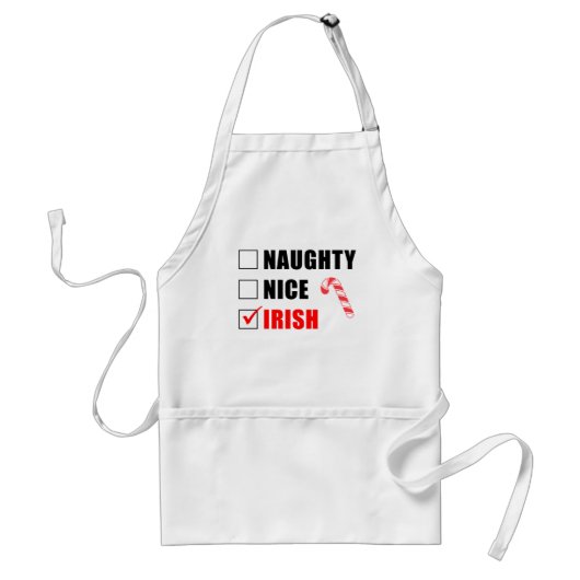 Naughty Nice Irish Kerstdesign Adult Apron Standaard Schort (Voorkant)