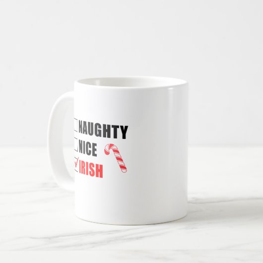 Naughty Nice Irish Kerstontwerp Coffee Mok (Voorkant links)