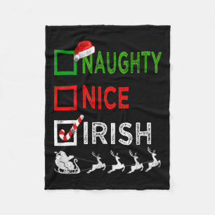 Naughty Nice Irish Kerstpyjamas Funny Santa H Fleece Deken