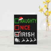 Naughty Nice Irish Kerstpyjamas Funny Santa H Kaart (Gele Bloem)