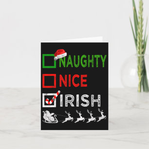 Naughty Nice Irish Kerstpyjamas Funny Santa H Kaart
