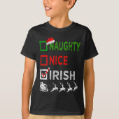 Naughty Nice Irish Kerstpyjamas Funny Santa H T-shirt (Voorkant)