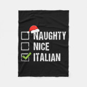 Naughty Nice Italian Shirt Italy Santa Hat Christm Fleece Deken (Voorkant)