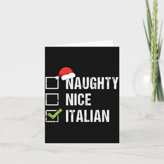 Naughty Nice Italian Shirt Italy Santa Hat Christm Kaart (Voorkant)