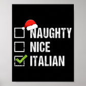 Naughty Nice Italian Shirt Italy Santa Hat Christm Poster (Voorkant)