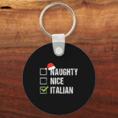 Naughty Nice Italian Shirt Italy Santa Hat Christm Sleutelhanger (Voorkant)