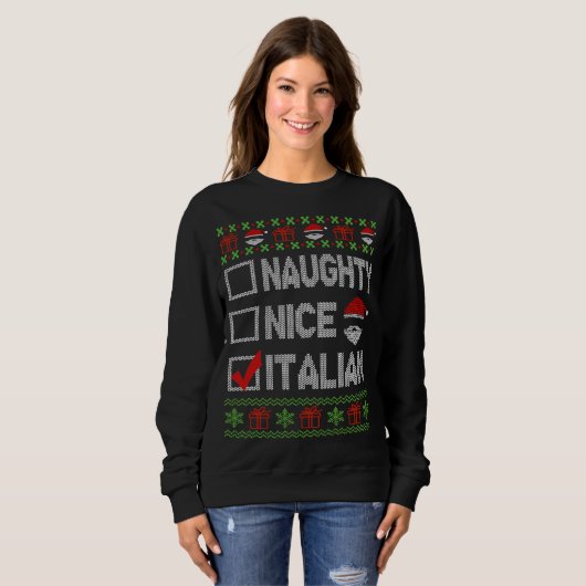 Naughty Nice Italy Xmas Santa Ugly Sweater Funny (Voorkant volledig)