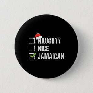 Naughty Nice Jamaican Santa Hat Kerstcadeau Ronde Button 5,7 Cm