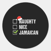 Naughty Nice Jamaican Shirt Santa Hat Christmas Gi Ronde Sticker (Voorkant)