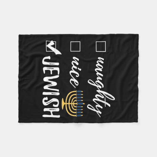 Naughty Nice Jewish Funny Ugly Kerstmis Hanukkah Fleece Deken (Voorkant (Horizontaal))