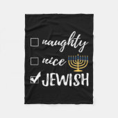 Naughty Nice Jewish Funny Ugly Kerstmis Hanukkah Fleece Deken (Voorkant)