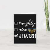 Naughty Nice Jewish Funny Ugly Kerstmis Hanukkah Kaart (Voorkant)