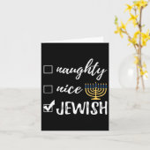 Naughty Nice Jewish Funny Ugly Kerstmis Hanukkah Kaart (Gele Bloem)