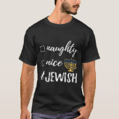 Naughty Nice Jewish Funny Ugly Kerstmis Hanukkah T-shirt (Voorkant)